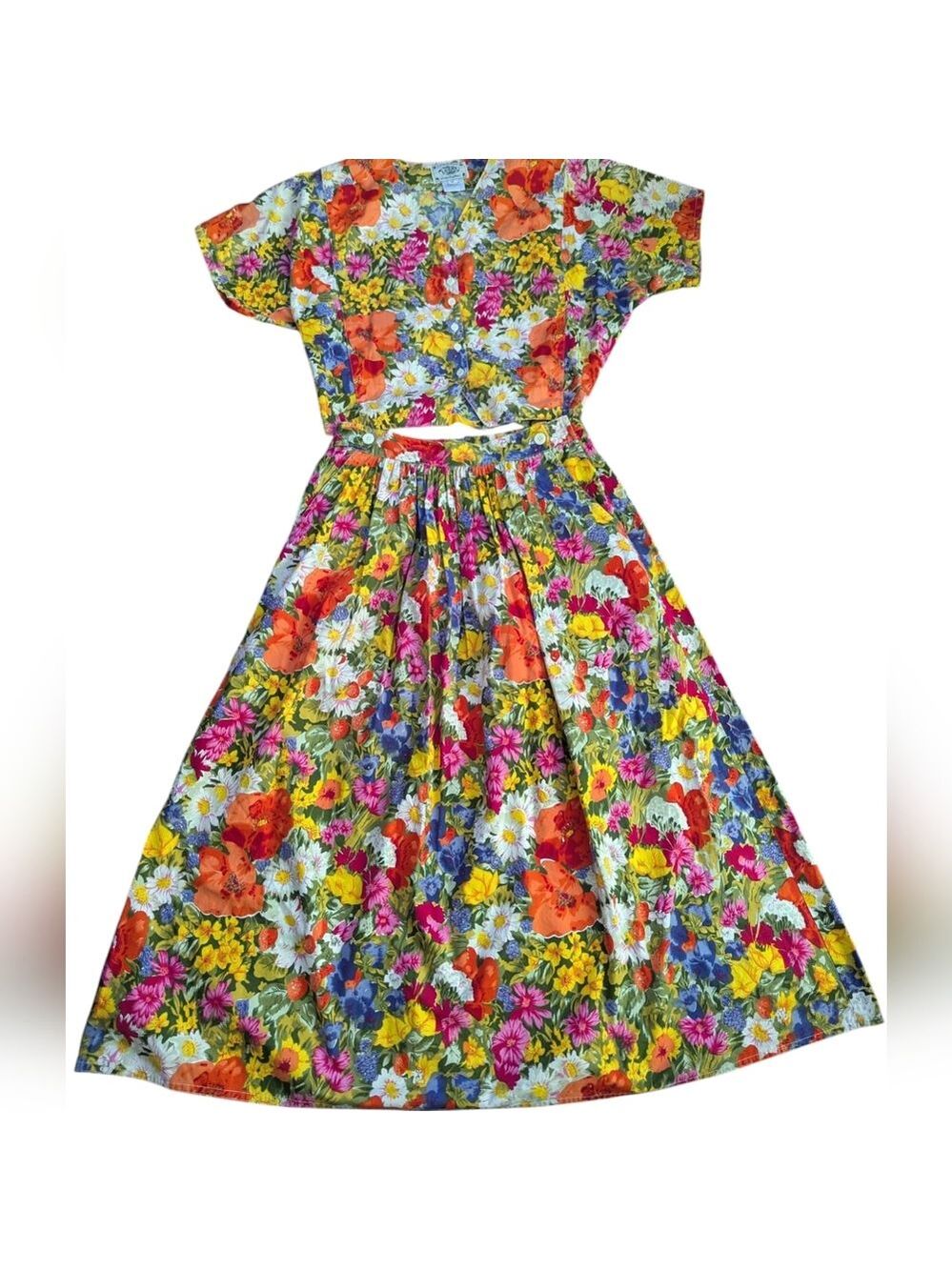 Vintage Floral Multicolor Skirt & Matching Top
